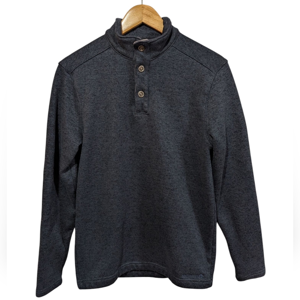 Merrell Men's Mock Neck 1/4 Snap Button Long Sleeve Sweater Size Small